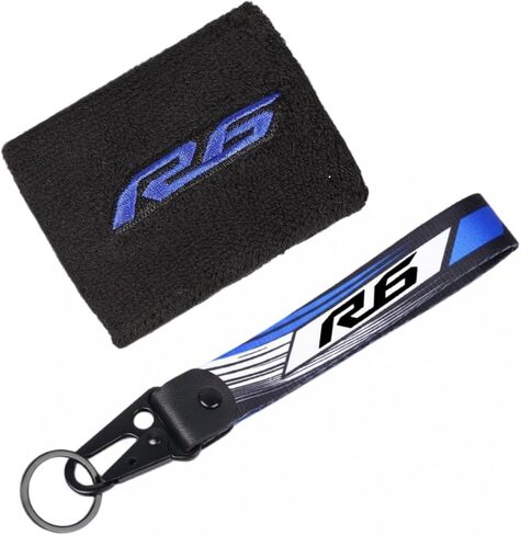 Motorcycle Front Brake Fluid Reservoir Cover Sock and Key Chain Set Compatible with Yamaha YZFR6 YZF R6 Accessories (Blue) in Kuwait