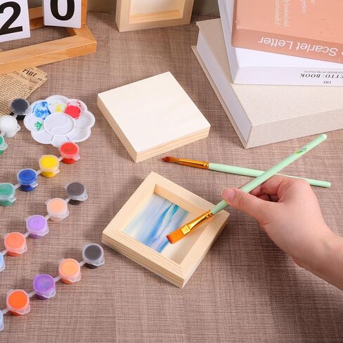 16 حزمة من ألواح الألواح الخشبية غير المكتملة، لوحات رسم خشبية مربعة مقاس 4 × 4 بوصة، قماش رسم خشبي صغير فارغ، للرسم، والصب، والفنون اليدوية، والزيوت، والأكريليك، والطين in Kuwait