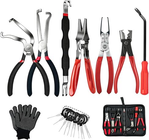 10 PCS Electrical Disconnect Pliers, Electrical Connector Removal Tool for Cars, Trucks & SUVs with Storage Box & Gloves in Kuwait