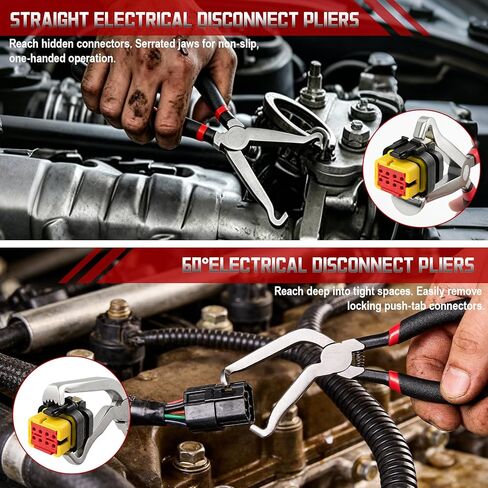 10 PCS Electrical Disconnect Pliers, Electrical Connector Removal Tool for Cars, Trucks & SUVs with Storage Box & Gloves in Kuwait
