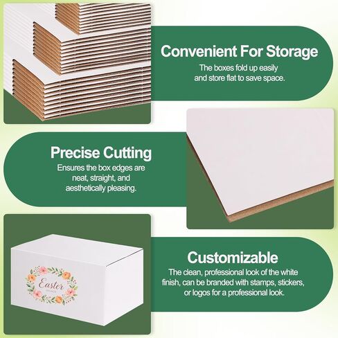 MAPVOLUT 43-Piece Assorted Sizes Small Shipping Boxes - White Corrugated Mailing Boxes for Small Business, Packaging, and Gift Shipping - Includes 4 Sizes (8x6x4, 9x6x4, 10x7x5, 11x6x6) in Kuwait