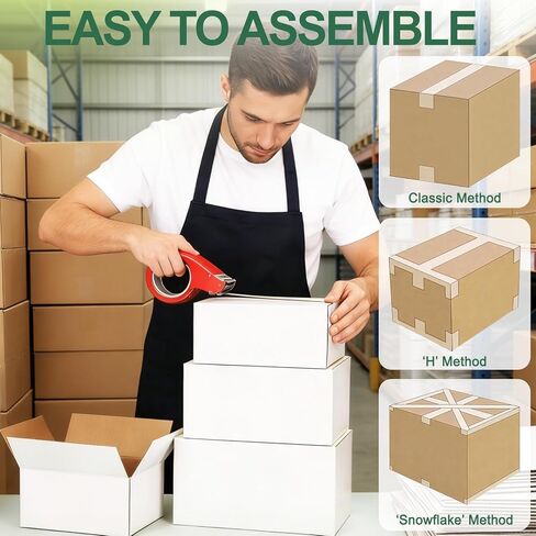 MAPVOLUT 43-Piece Assorted Sizes Small Shipping Boxes - White Corrugated Mailing Boxes for Small Business, Packaging, and Gift Shipping - Includes 4 Sizes (8x6x4, 9x6x4, 10x7x5, 11x6x6) in Kuwait
