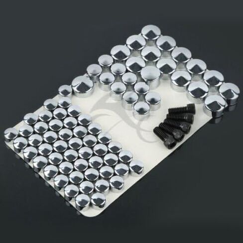 TCT-MOTORPARTS 75PCS Bolt Topper Caps Set Fit For Harley FLH FLT Models 2007-2013 Road King FLHR Classic FLHRC Electra Glide FLHTC Chrome in Kuwait