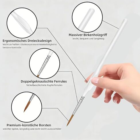 11pcs Fine Detail Micro Brushes Kit, White Gourd Handle, Thin & Precise for Acrylic Paint, Miniature Painting and Small Scale Modeling in Kuwait
