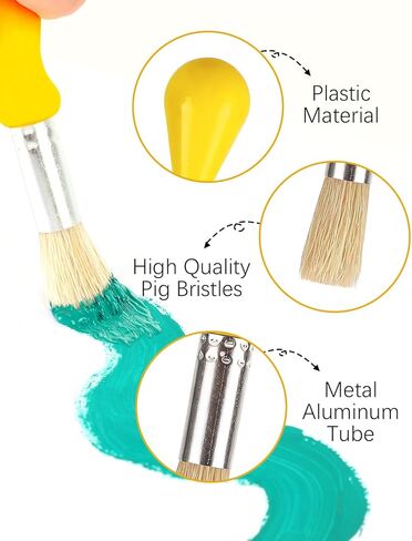 YGAOHF 8 Pack Chubby Paint Brushes for Kids, Easy Grip Jumbo Paintbrushes with Colorful Plastic Handles, Washable Round Tip for Baby Toddler Preschool, Classroom Art Supply, Bulk Painting Kit in Kuwait
