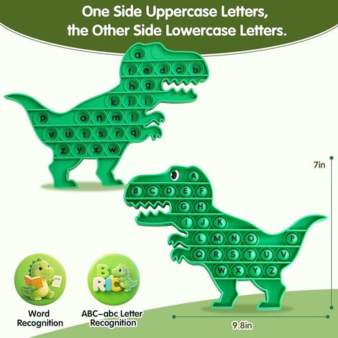 3 Pack Pop Fidget Toy Its with Alphabet, Sensory Fidget Poppers ABC Learning Toys for Kids， Silicone Dinosaur Pop Anxiety Stress Relief it Game for Classroom (Multiple Colors Dinosaur) in Saudi Arabia