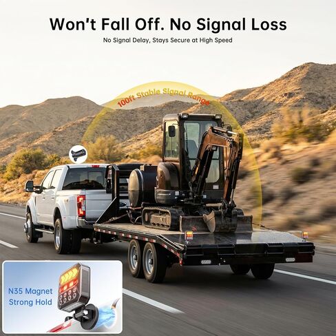 Solar Wireless Trailer Lights Kit, Upgrade Rechargeable Tow Light Kit Support Solar/USB C Charging, Magnetic LED Trailer Light for Towing Truck, Boat, RV, Camper, Car Turn Signal, IP67 Waterproof in Kuwait