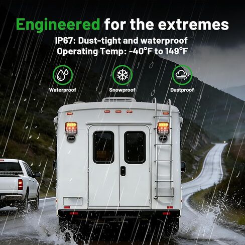 Solar Wireless Trailer Lights Kit, Upgrade Rechargeable Tow Light Kit Support Solar/USB C Charging, Magnetic LED Trailer Light for Towing Truck, Boat, RV, Camper, Car Turn Signal, IP67 Waterproof in Kuwait