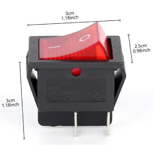 KCD4 الروك التبديل DPST 4 دبوس، الأحمر مضيئة على إيقاف التبديل، الثقيلة 20A 125V 16A 250V، 2 حزمة in Kuwait
