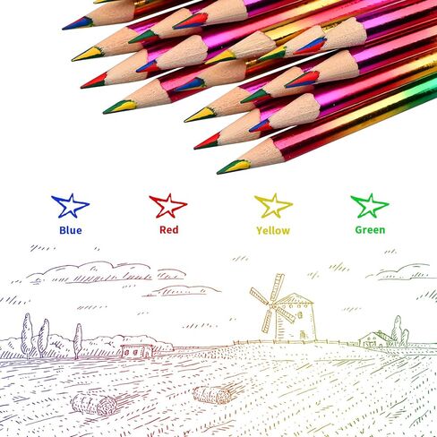 أقلام رصاص GOLDGE 40 قطعة بألوان قوس قزح، 4 ألوان في 1 أقلام رصاص ملونة بألوان قوس قزح للأطفال، لوازم فنية، أقلام تلوين، هدايا للطلاب، 6.9 بوصة in Kuwait