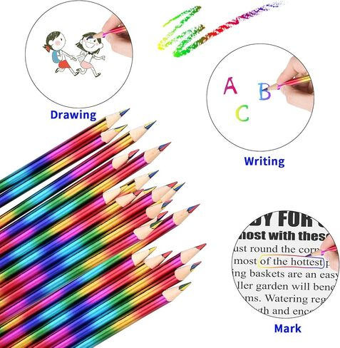 أقلام رصاص GOLDGE 40 قطعة بألوان قوس قزح، 4 ألوان في 1 أقلام رصاص ملونة بألوان قوس قزح للأطفال، لوازم فنية، أقلام تلوين، هدايا للطلاب، 6.9 بوصة in Kuwait