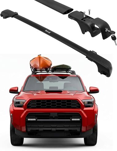 قضبان متقاطعة لحامل السقف 330 رطل تناسب 2025 2026 2010-2024 Toyota 4Runner SR5 TRD محدودة من البلاتين، قضبان شحن شديدة التحمل قابلة للقفل، قضبان متقاطعة من الألومنيوم على السطح مع حلقات ربط للأسفل لدراجة الكاياك in Kuwait
