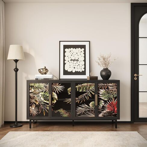 60.3"" with 4 Doors for Buffet Cabinets, Glazed Painting Art Storage Cabinets, American Retro Control Console Table Decorative Cabinets, Living Room, Bedroom, Dining Room in Kuwait
