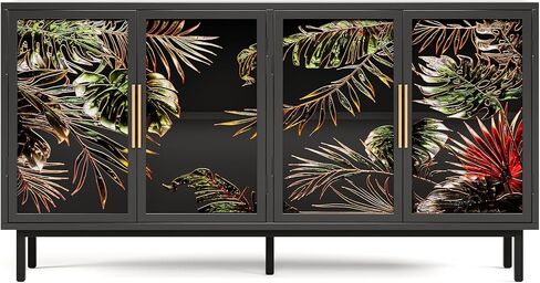 60.3"" with 4 Doors for Buffet Cabinets, Glazed Painting Art Storage Cabinets, American Retro Control Console Table Decorative Cabinets, Living Room, Bedroom, Dining Room in Kuwait
