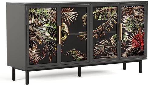 60.3"" with 4 Doors for Buffet Cabinets, Glazed Painting Art Storage Cabinets, American Retro Control Console Table Decorative Cabinets, Living Room, Bedroom, Dining Room in Kuwait