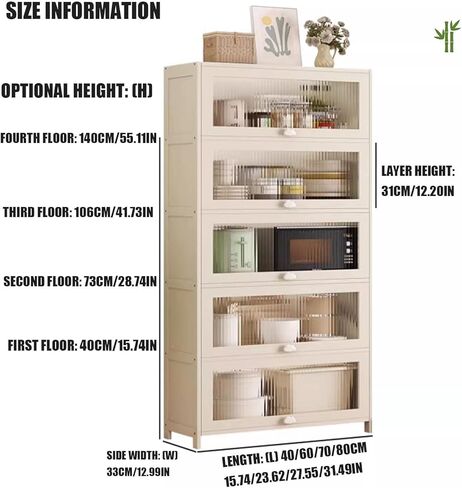 Large Acrylic Display Cabinet with Natural Bamboo Frame, Durable Toy Storage Shelf for Living Room, 40x106cm Organizer with Strong Load-Bearing Capacity in Saudi Arabia
