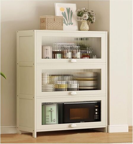 Large Acrylic Display Cabinet with Natural Bamboo Frame, Durable Toy Storage Shelf for Living Room, 40x106cm Organizer with Strong Load-Bearing Capacity in Saudi Arabia