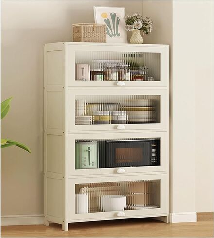Large Acrylic Display Cabinet with Natural Bamboo Frame, Durable Toy Storage Shelf for Living Room, 40x106cm Organizer with Strong Load-Bearing Capacity in Saudi Arabia