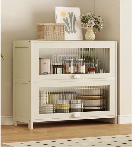 Large Acrylic Display Cabinet with Natural Bamboo Frame, Durable Toy Storage Shelf for Living Room, 40x106cm Organizer with Strong Load-Bearing Capacity in Saudi Arabia