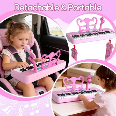 Kids Piano Keyboard Toy with Stool Toddler Girls Pink Toy Piano with Stand for Toddler Birthday Gift for 3 4 5 6 7 Year Old Girl Music Instrument Toys in Kuwait