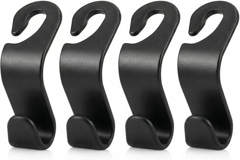 4 Pack Car Seat Headrest Hooks - Universal Back Seat Hanger for Purses, Grocery Bags, and Handbags - Stylish Black Car Organizer Hooks for Interior Storage, Easy Installation, Fits Most Vehicles in Kuwait