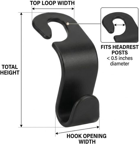 4 Pack Car Seat Headrest Hooks - Universal Back Seat Hanger for Purses, Grocery Bags, and Handbags - Stylish Black Car Organizer Hooks for Interior Storage, Easy Installation, Fits Most Vehicles in Kuwait