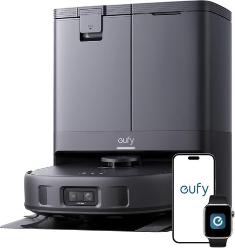 مكنسة وممسحة eufy X10 Pro Omni Robot مع شفط 8000 باسكال، ممسحة مزدوجة مع رفع تلقائي 12 مم واكتشاف السجاد، تجنب العوائق بالذكاء الاصطناعي، غسيل ممسحة تلقائي، تجفيف تلقائي، تفريغ ذاتي، إعادة تعبئة ذاتية in Kuwait