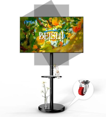 Small Mobile TV Stand for Most 10-48 Inches TV,Rolling TV Cart with Height Adjustable,±10° Tilt, 360°Swivel, ±30°Leveling,Max VESA 200X200mm,for Live Streaming,Home,Office (White, Style 1) in Kuwait