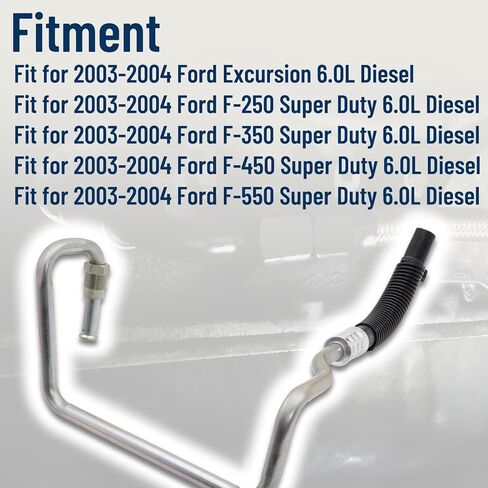 Transmission Cooler Line Hose Pipe Fit for 2003-2004 Ford Excursion & 2003-2004 Ford F-250 F-350 F-450 F-550 Super Duty with 6.0L V8 Diesel OHV Turbocharged Replace 4C3Z-7B028-CA in Kuwait