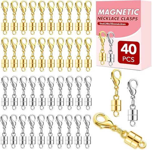 Buelkmag Magnetic Necklace Clasps and Closures 20 PCS Gold and Silver Clasp for Necklaces Jewelry Bracelet Women Making Magnet Lobster Extender Bracelets Extenders Magnets Helper Extra Strong in Kuwait