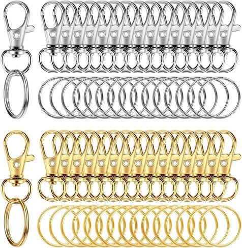 60PCS Keychain Making Supplies, Lobster Claw Clasp with Key Rings, Keychain Making kit Including 30PCS Keychain Clip Hooks and 30PCS Key Chain Rings for Crafts in Kuwait