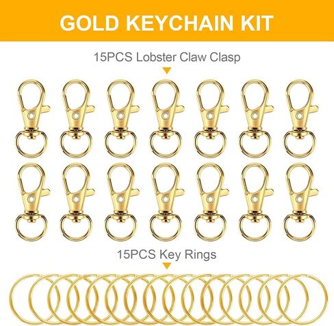 60PCS Keychain Making Supplies, Lobster Claw Clasp with Key Rings, Keychain Making kit Including 30PCS Keychain Clip Hooks and 30PCS Key Chain Rings for Crafts in Kuwait