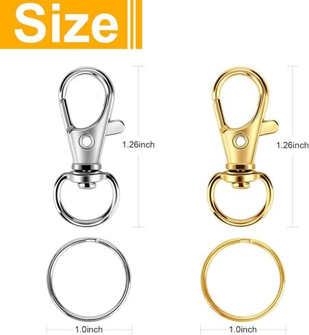 60PCS Keychain Making Supplies, Lobster Claw Clasp with Key Rings, Keychain Making kit Including 30PCS Keychain Clip Hooks and 30PCS Key Chain Rings for Crafts in Kuwait
