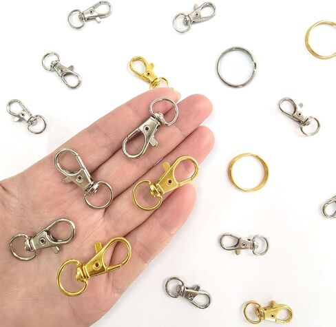 60PCS Keychain Making Supplies, Lobster Claw Clasp with Key Rings, Keychain Making kit Including 30PCS Keychain Clip Hooks and 30PCS Key Chain Rings for Crafts in Kuwait