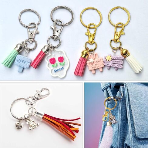 60PCS Keychain Making Supplies, Lobster Claw Clasp with Key Rings, Keychain Making kit Including 30PCS Keychain Clip Hooks and 30PCS Key Chain Rings for Crafts in Kuwait