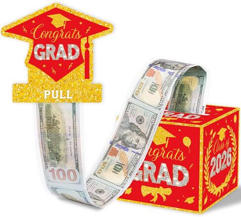 ChillHui 2026 Graduation Money Gifts Pull Box for Cash, Black Golden Class of 2026 Graduation Money Holder for Grad Party in Kuwait
