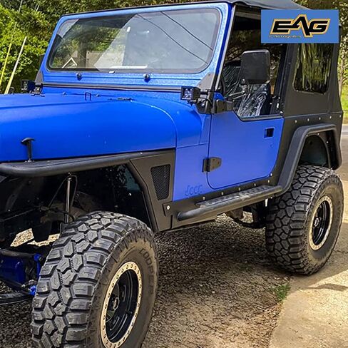 EAG Rock Slider Guards Nerf Bar Side Steps Armor Running Boards Fit for 87-95 Wrangler YJ in Kuwait