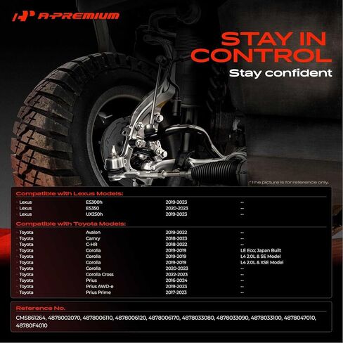 A-Premium Rear Left Suspension Trailing Arm, with Bushing, Compatible with Toyota Camry 2018-2023, Corolla, Corolla Cross, Prius, Prius AWD-e/Prime, Avalon, C-HR & Lexus ES300h, ES350, UX250h in Kuwait
