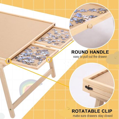 Yacona Puzzle Board 1500 Pieces,34.3"x 26" Jigsaw Puzzle Table with Folding Legs,4 Drawers and Cover,Portable Board Game Table for Adults and Teens with No Installation Required in Saudi Arabia