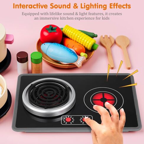 Garneck Kitchen Stove Toy for Kids: Cooking Stove Model with Light and Sound Effect Pretend Play Game Kitchen Appliances Accessories for Toddler in Kuwait