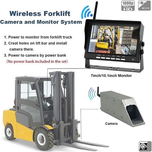 Wireless Forklift Camera Wireless IP69 Waterproof 720P Camera 7/10inch IPS Monitor System Camera for Safety Forklift Operation(Forklift 2pcs 10inch) in Saudi Arabia