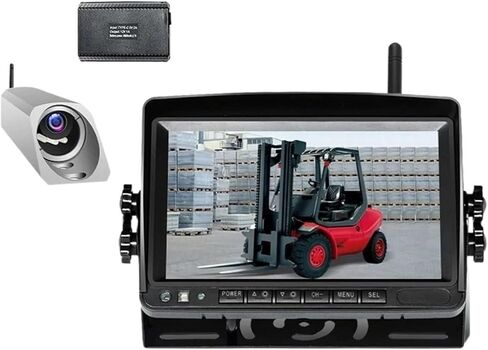 Digital Wireless 7 Inch Split Screen Monitor 2X Front View Cameras Magnetic Base Power Bank for Forklift(2CAM) in Kuwait