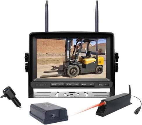 Forklift Wireless 7" Splitsceen DVR Monitor Laser Positioning 1080P Front View Camera Magnetic Base 9600mA Battery Kits(64G) in Kuwait