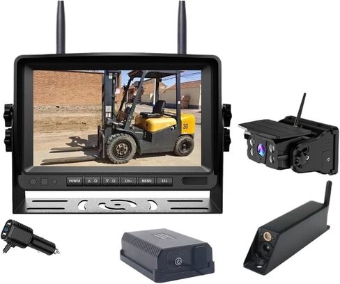 Digital Wireless 7" DVR Monitor Standby Mode 1080P Laser Positioning Forklift Front View Camera Solar Rear View Camera(64G) in Kuwait