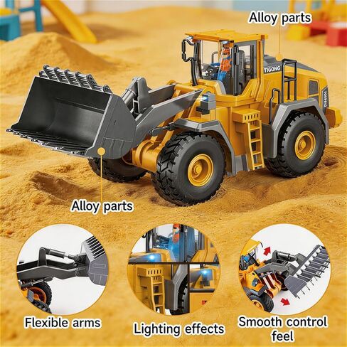 2.4GHz RC Construction Set of 4 – Excavator, Dump Truck, Loader, Bulldozer, Lights Sounds Die-Cast Alloy Parts | Team Play, Boost Communication & Coordination in Kuwait