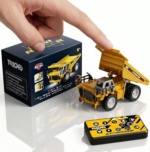 1/64 MINI RC Excavator with Play Sand Box Set,Portable Indoor & Outdoor Construction Truck，Desktop Toy with Lights & Sounds,Gift for Boys Kids 6+ & Adults in Kuwait