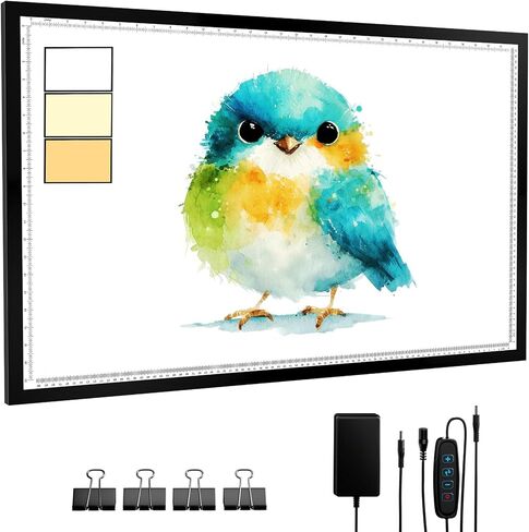 لوحة إضاءة DONPODER A3 للرسم الماسي مع حامل، لوحة إضاءة فنية ماسية 5500 لوكس، صندوق إضاءة تتبع 10 مستويات/فن ماسي خافت بدون خطوات للرسم والرسوم المتحركة والوشم والماس in Kuwait