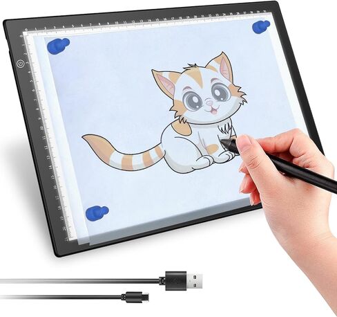 UUCOLOR Led Light Box A4 Tracing Drawing Board Diamond Painting Light Box with 3 Adjustable Brightness LED Light Pad for Drawing, X-ray Viewing, Ultra-Thin, Power by Type-C Cable in Kuwait