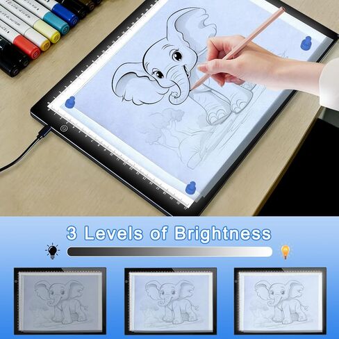 UUCOLOR Led Light Box A4 Tracing Drawing Board Diamond Painting Light Box with 3 Adjustable Brightness LED Light Pad for Drawing, X-ray Viewing, Ultra-Thin, Power by Type-C Cable in Kuwait