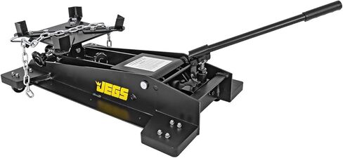 رافعة أرضية ناقل الحركة منخفضة المستوى من JEGS - سعة رفع 1000 رطل - نطاق الرفع من 8.5 بوصة إلى 23 بوصة - دوران مقبض المضخة 360 درجة وأذرع دعم الحمل القابلة للتعديل - إطار فولاذي أصفر أو أسود in Kuwait